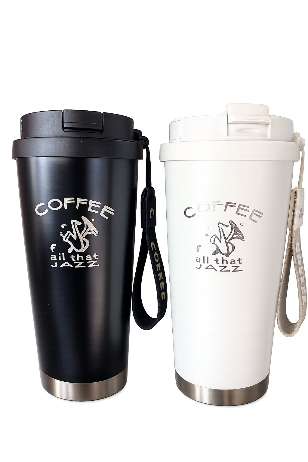 Coffee and All That Jazz black and white tumblers