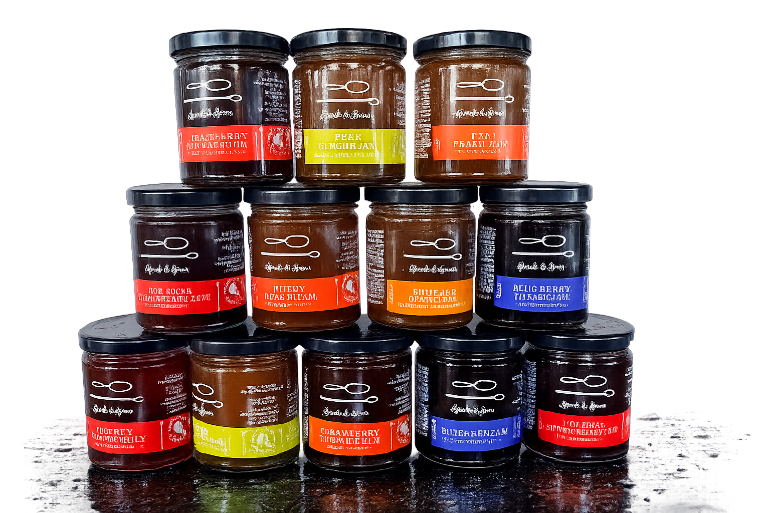 Assorted jam jars